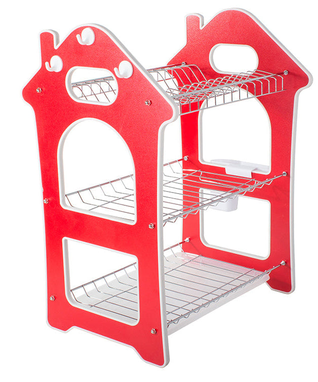 3-layer dish rack for organizing crockery and utensils