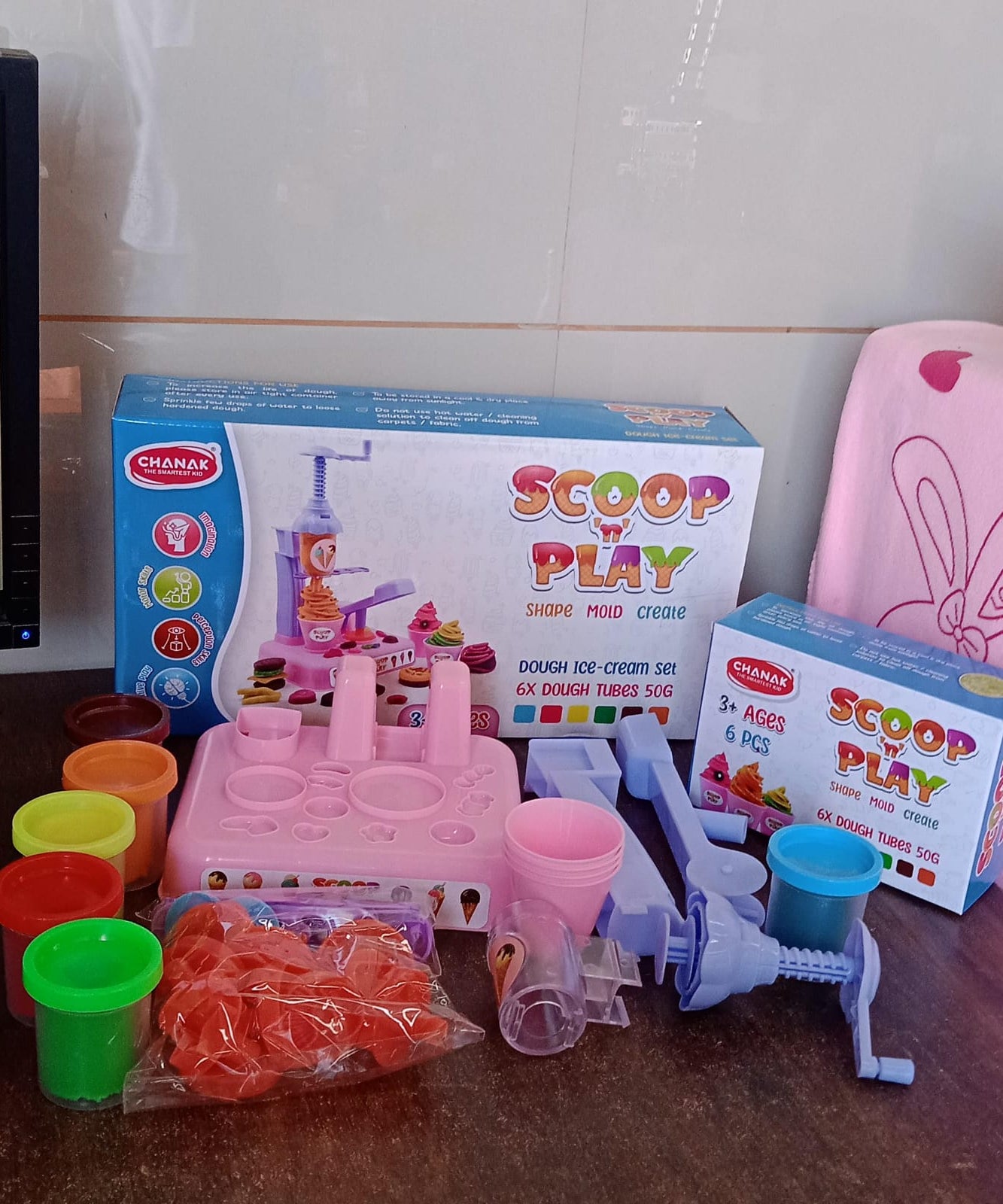 Scoop and Play Set, Color Dough for Kids Play Toys, Ice Cream Maker Machine (36 Pcs Set)