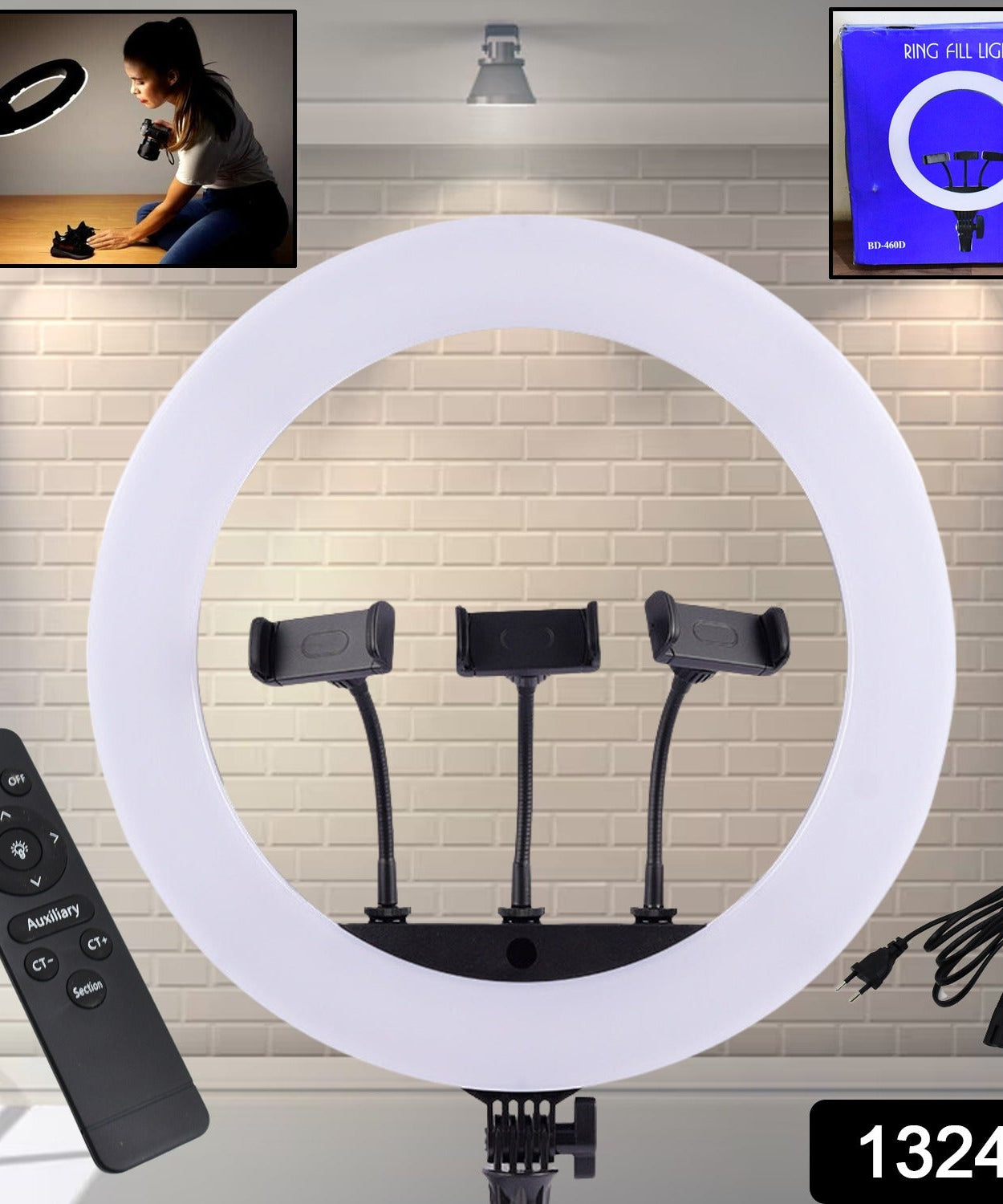 LED Ring Light with 3 Colour Modes & 3 Mobile Holders