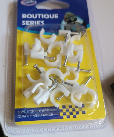 Wire Wall Clips, Plastic Cable Clips Round Wire Pins with Steel Nail (20 Pcs Set)