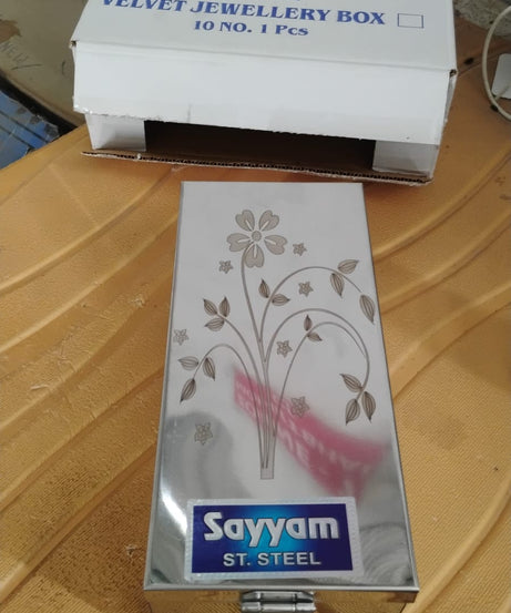 Premium Stainless Steel Velvet Lined Jewellery Storage Box with Lock and Red Interior