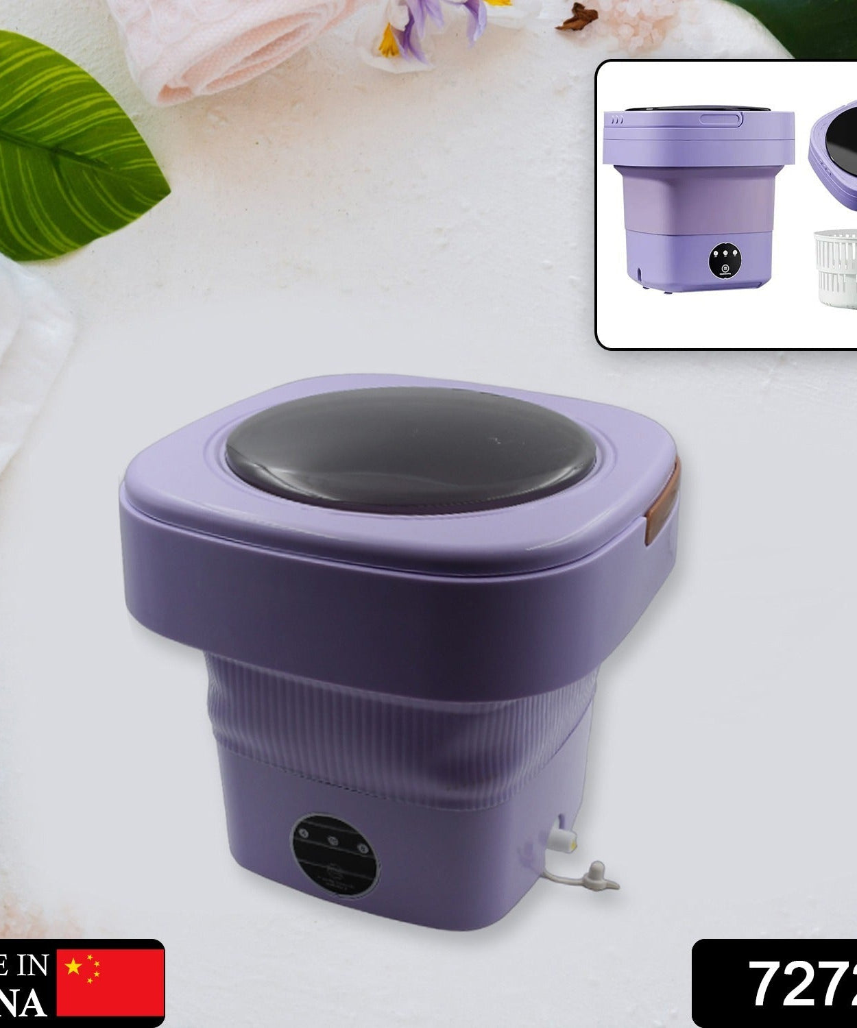 Portable foldable mini washer for laundry, camping, travel