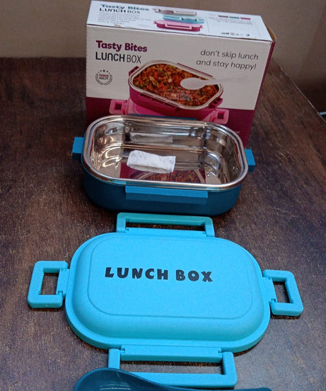 Insulated Testy Stainless Steel Leakproof Lunch Box With Spoon (1 Set)