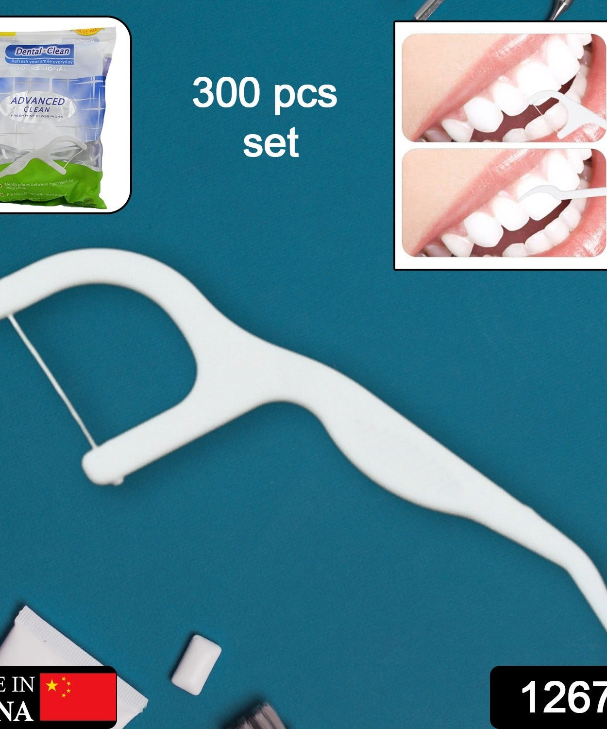 2 In 1 Tooth Picks Flosses, Portable Toothpicks, Resealable Oral Care Dental Flosser, Easy Storage Dental Pick for Fresh Breath and Healthy (300 Pcs Set)
