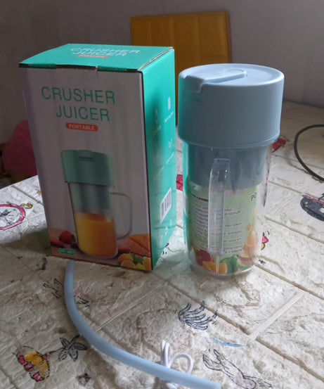 2 In1 Portable Crusher Juicer With Handle & Straw for Smoothie Sipper USB Rechargeable (340 ml) 6 Stainless Steel Blades Compact Juicer Mixer, Juicer Portable Fresh Juice Blender Portable Electric Juicer ( 340 ML )