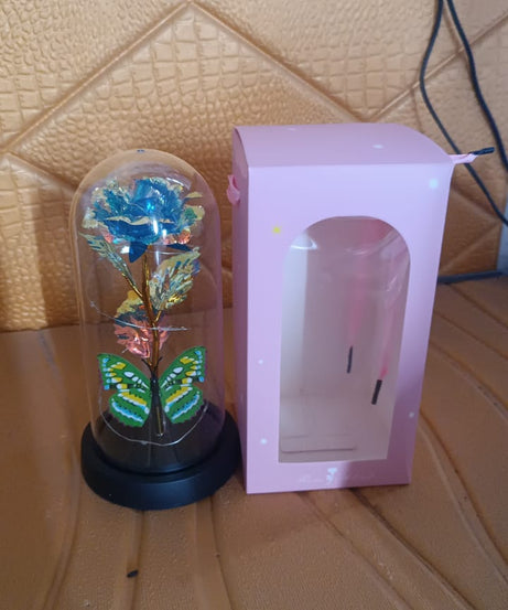 LED-Powered Eternal Rose in plastic Dome (1 Pc / Battery not Included)