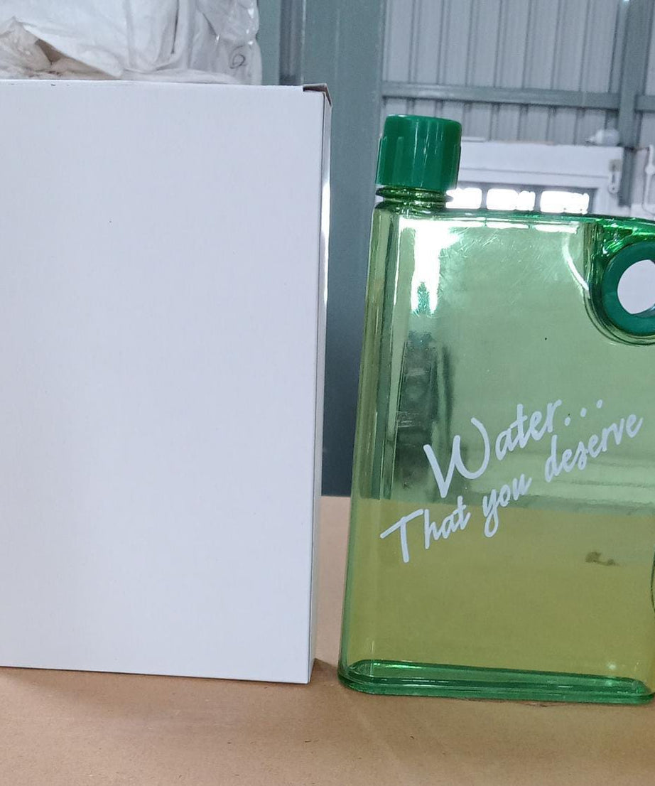 transparent green color slim water bottle