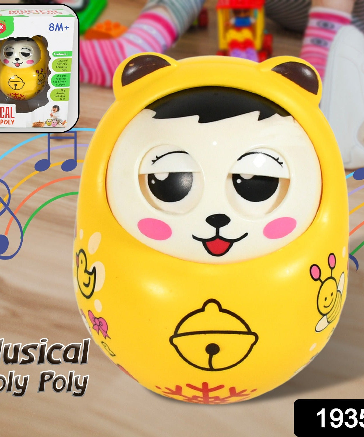 Musical Roly Poly Toys for Baby | Push and Shake Wobbling Toy with Music | Tumbler Doll Toy for Babies | Sound Balancing Doll Toys for Baby Boys, Girls 8+ Months Multicolor (1 Pc)