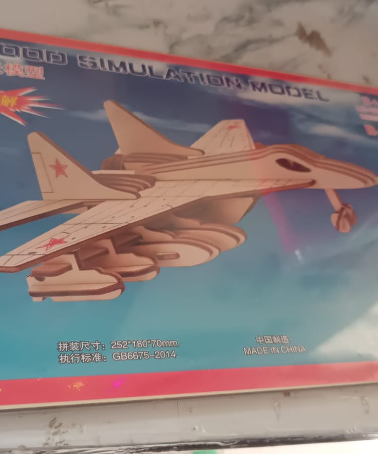 3D Wooden Fighter Jet Puzzle DIY Assembly Kit