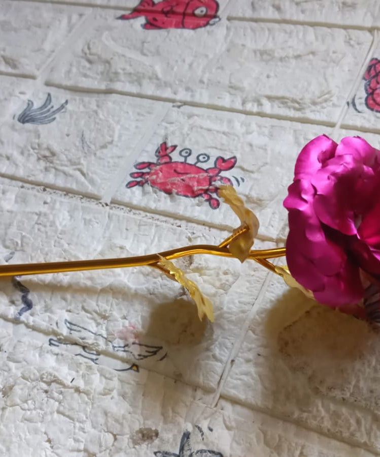 Gold Rose Artificial Rose Flower With Gift Box, Plastic Flowers Best Gifts for Friend Girl Wife Women, Golden Rose Gift for Valentine's Day, Mother's Day, Anniversary, Birthday, Wedding, Gold (1 Pc)