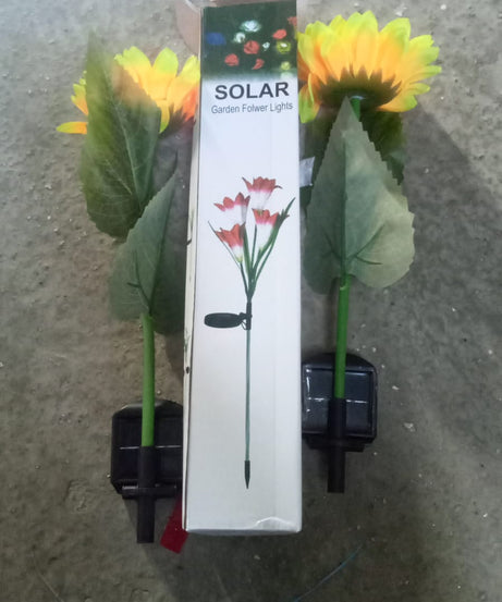 2 Pc Outdoor Solar Sunflower Lights Intelligent Light Control Waterproof Garden Landscape Stake Light