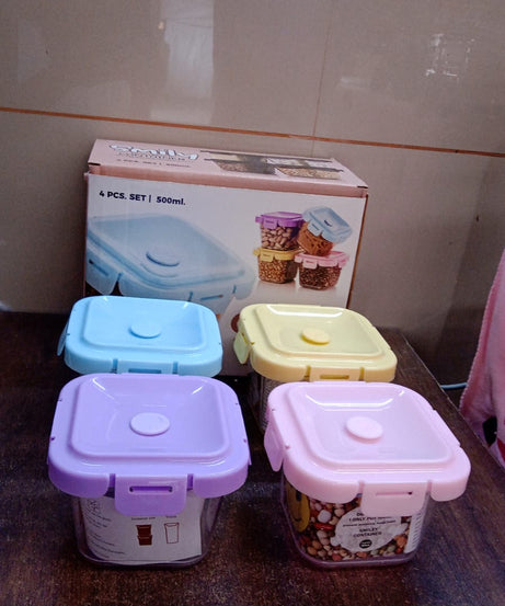 Plastic Food Storage Containers with Lid (4 Pcs Set / 500 ML)