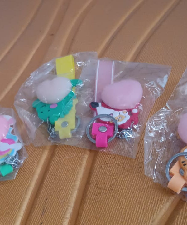 Silicone Keychain with Wrist Strap & Squeeze Toy (1 Pc Mix design)