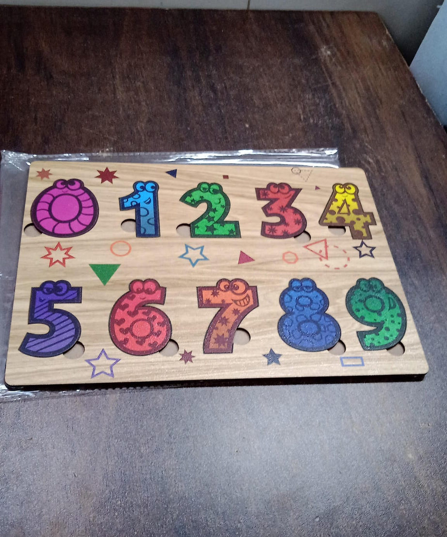 Wooden Number Puzzle Learning Educational Board (1 Set / 28×20 Cm)