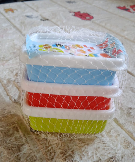 3-Piece Multicolor Airtight Container Set – Rectangular Food & Fridge Storage