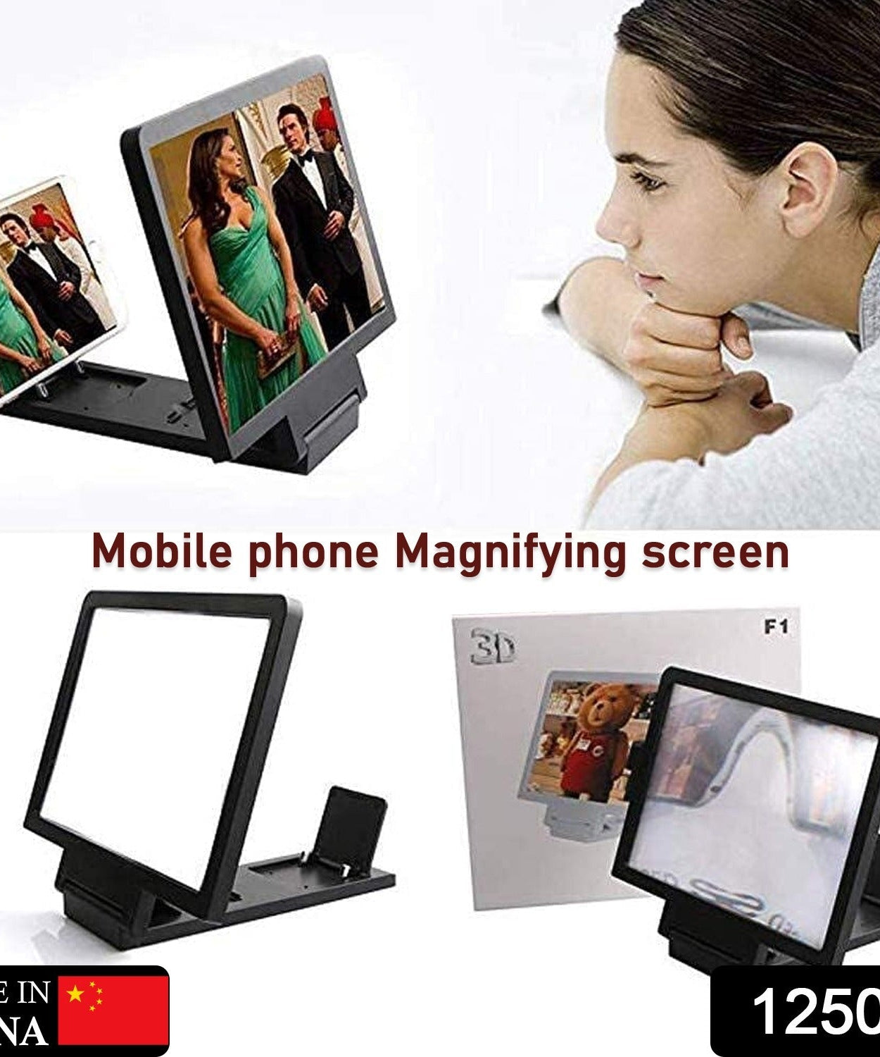 Side view of a screen amplifier for mobile phones, easy to set up