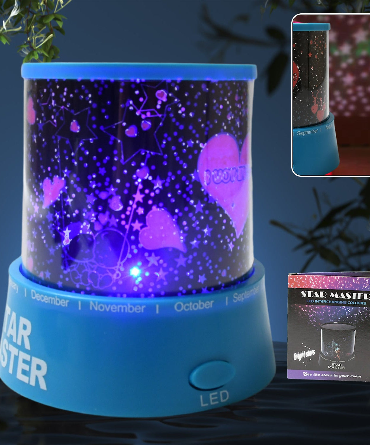 LED Projector Night Light Amazing Lamp, 3 Battery operated lamps, Rotation With the music Function, Master for Kids Bedroom Home Decoration Night Romantic Gift (Battery Not Included / 1 pc)