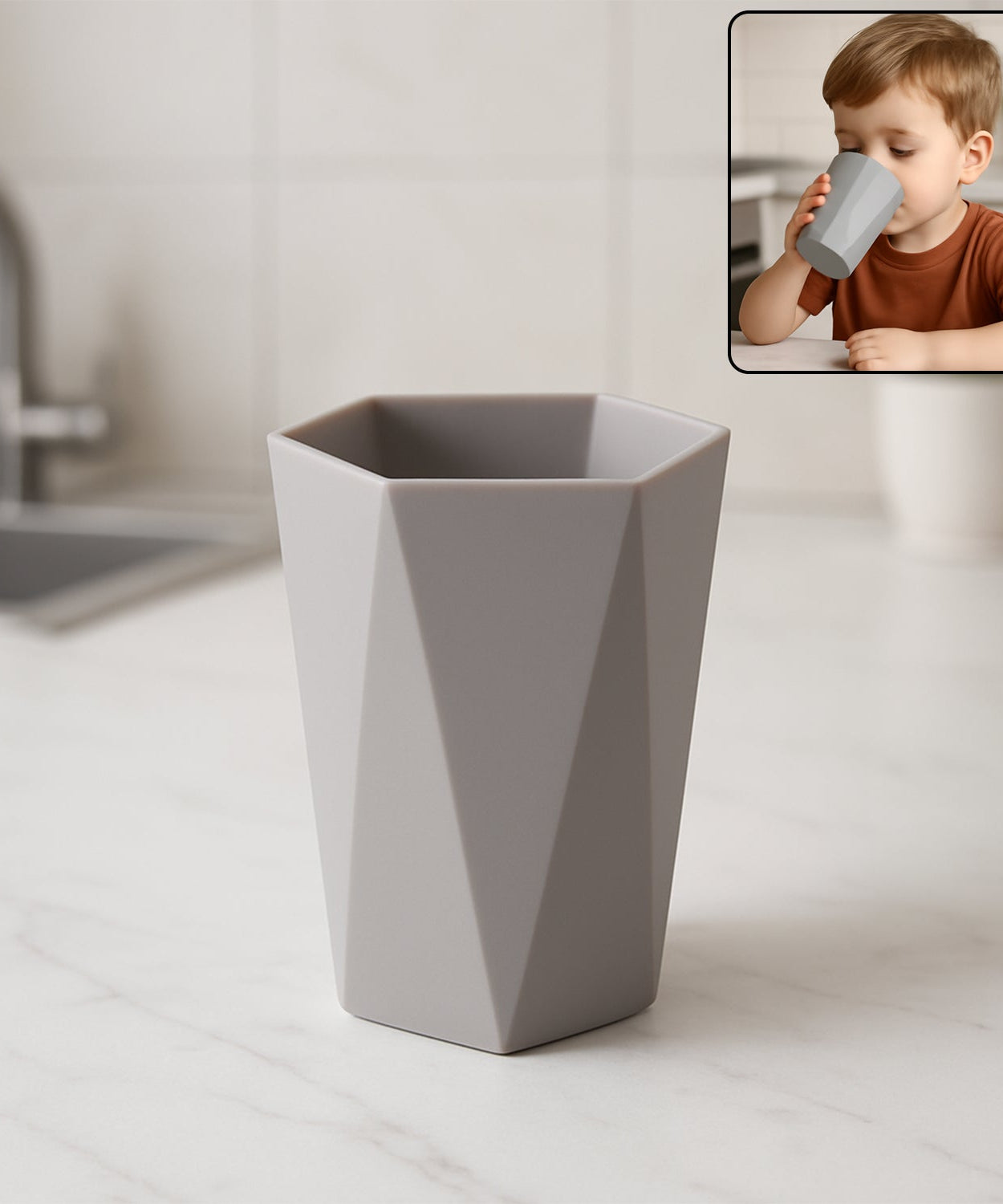 Hexagon Shape Small Plastic Drinking Glass 