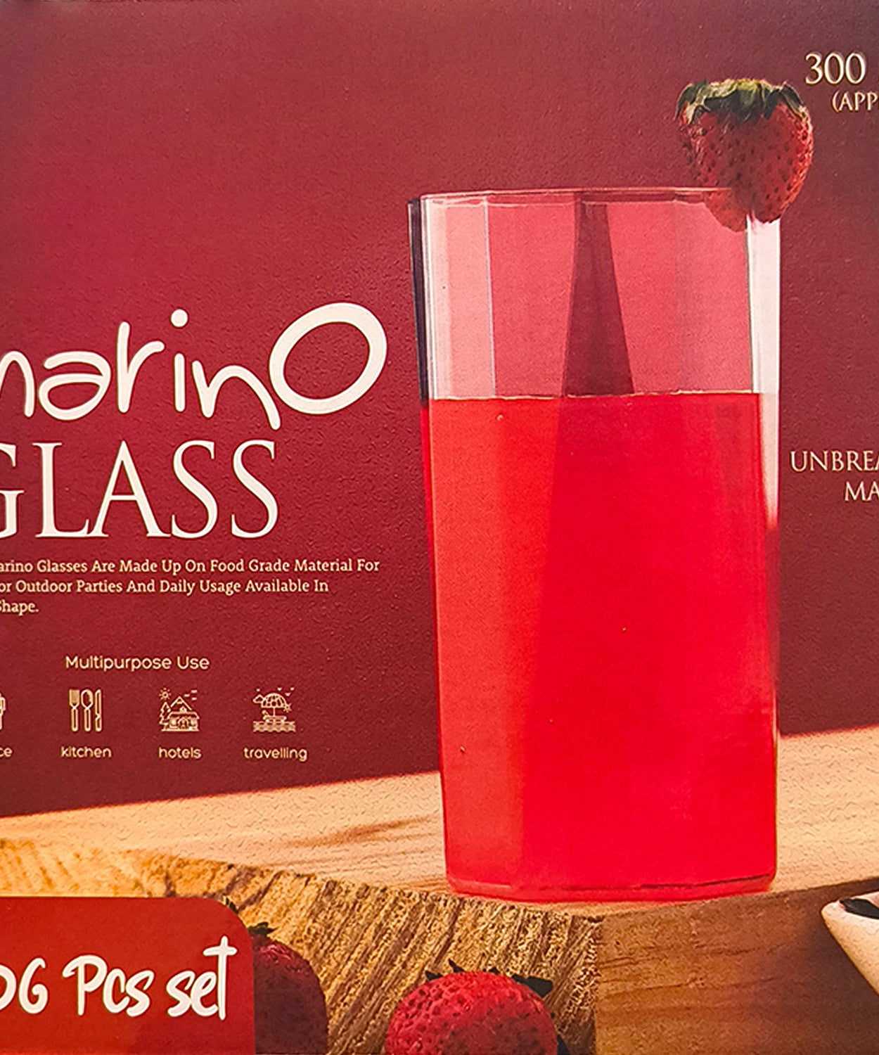 Apex Merino N’ Glass Unbreakable Plastic Drinking Glass Set (6Pc/300ml) Approx