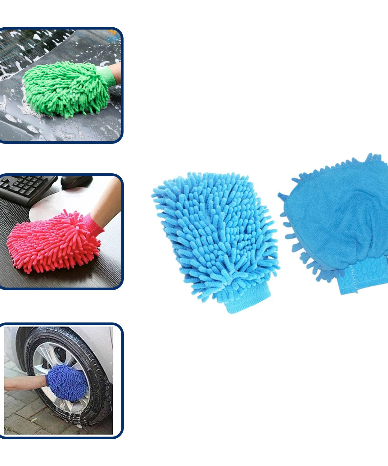 Chenille and microfiber gloves for effective dusting