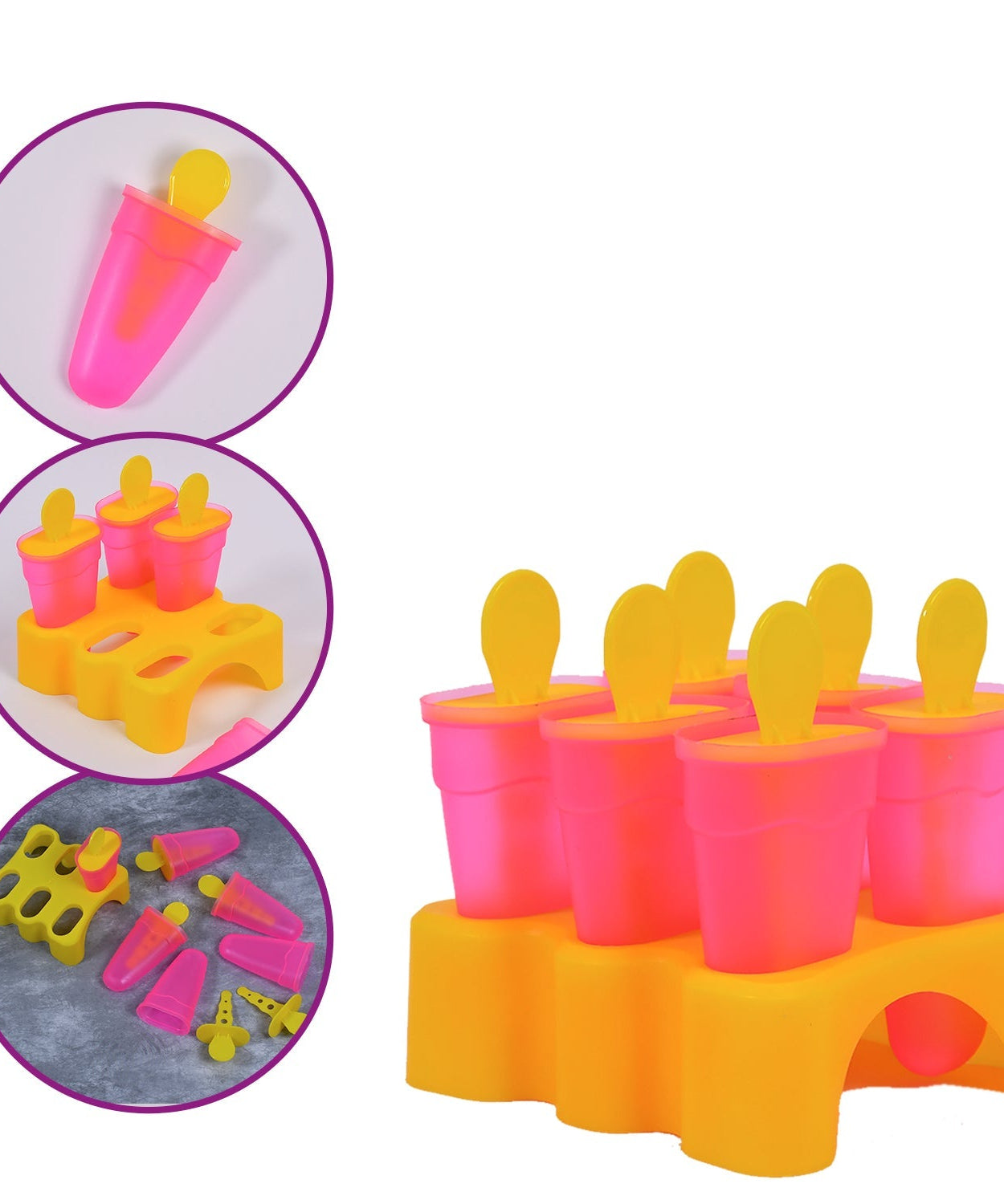 Set of plastic kulfi moulds with handles