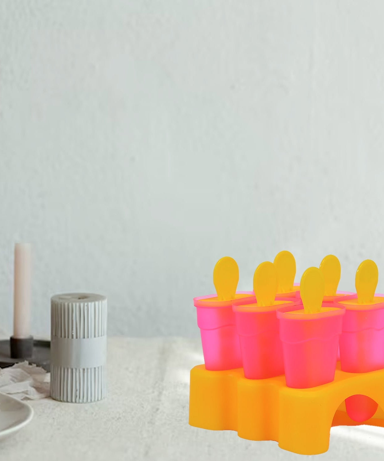 Plastic kulfi mould set with 6 pieces for homemade desserts