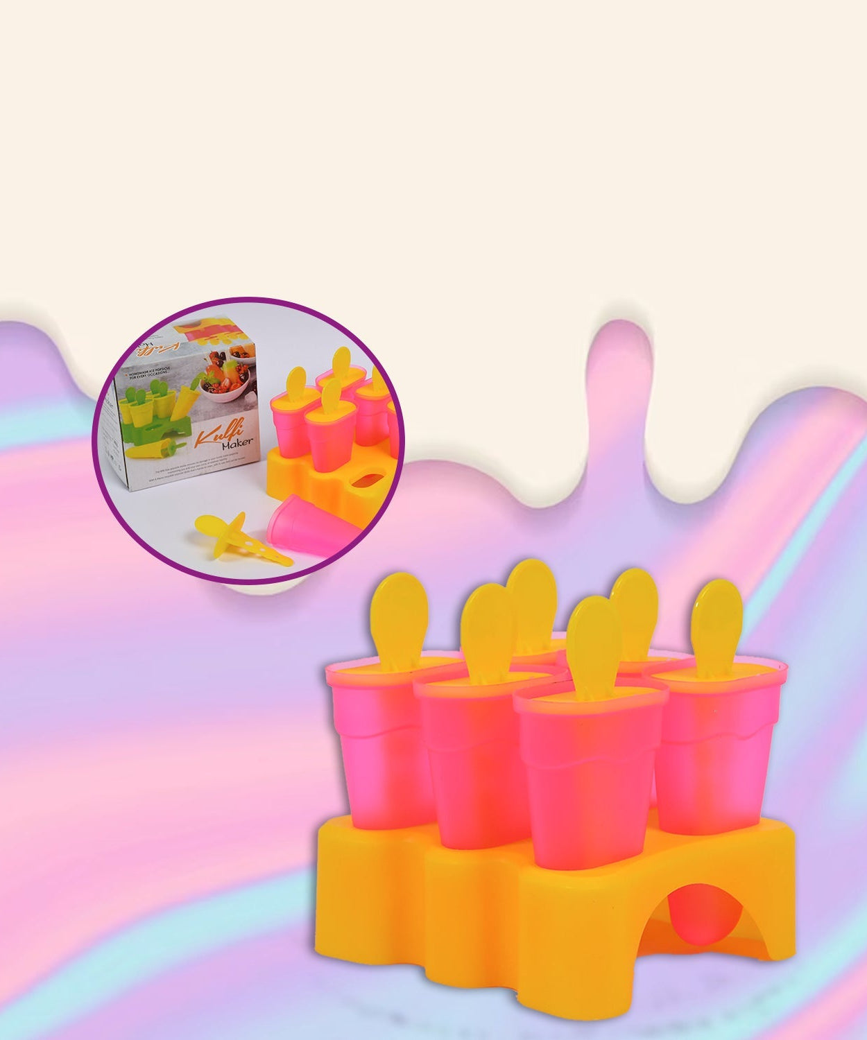 Six-piece kulfi maker moulds set for freezer