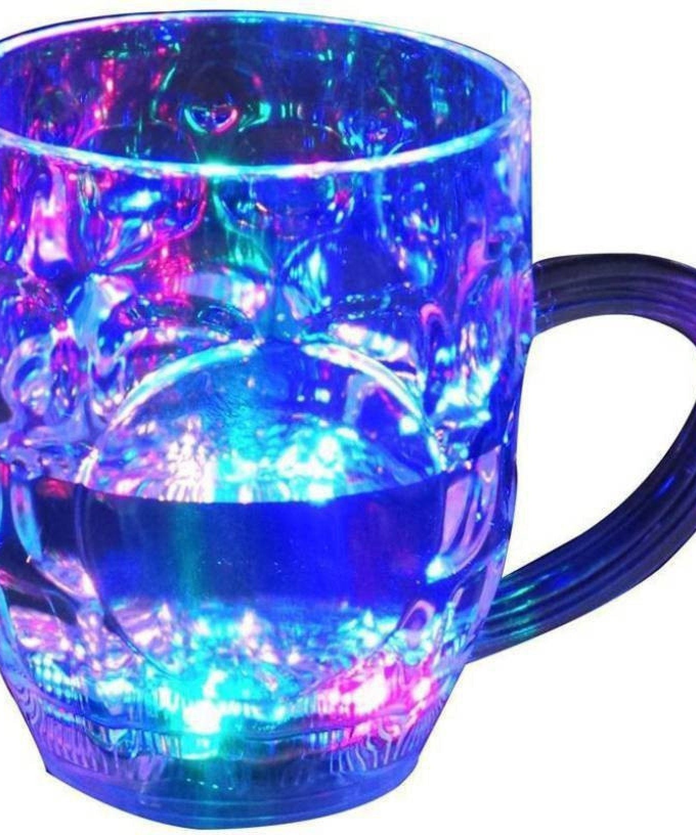 LED glass cup with rainbow color-changing light.