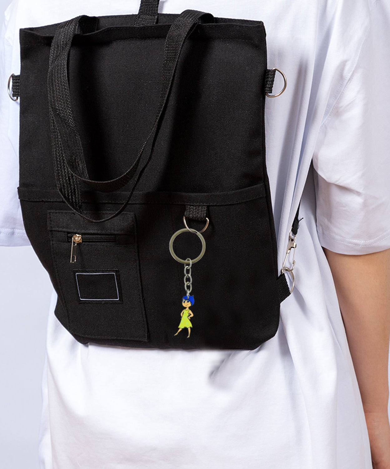 Cartoon Character Soft PVC Keychain with Haired Girl Design (1 Pc)