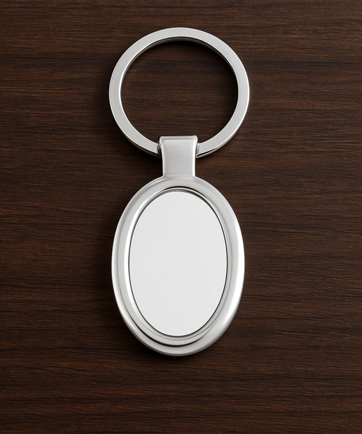 Sleek Oval Metal Keychain
