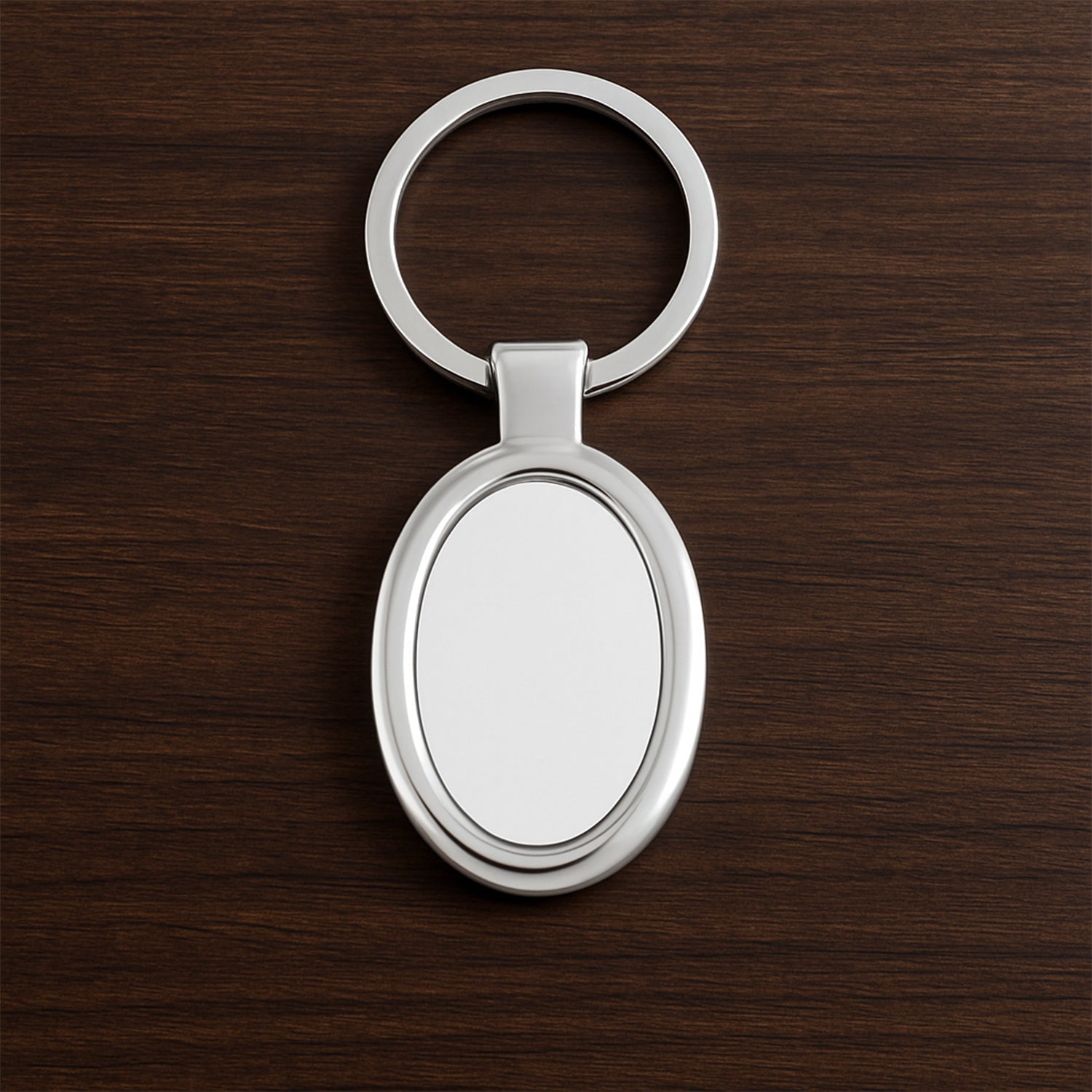 Sleek Oval Metal Keychain