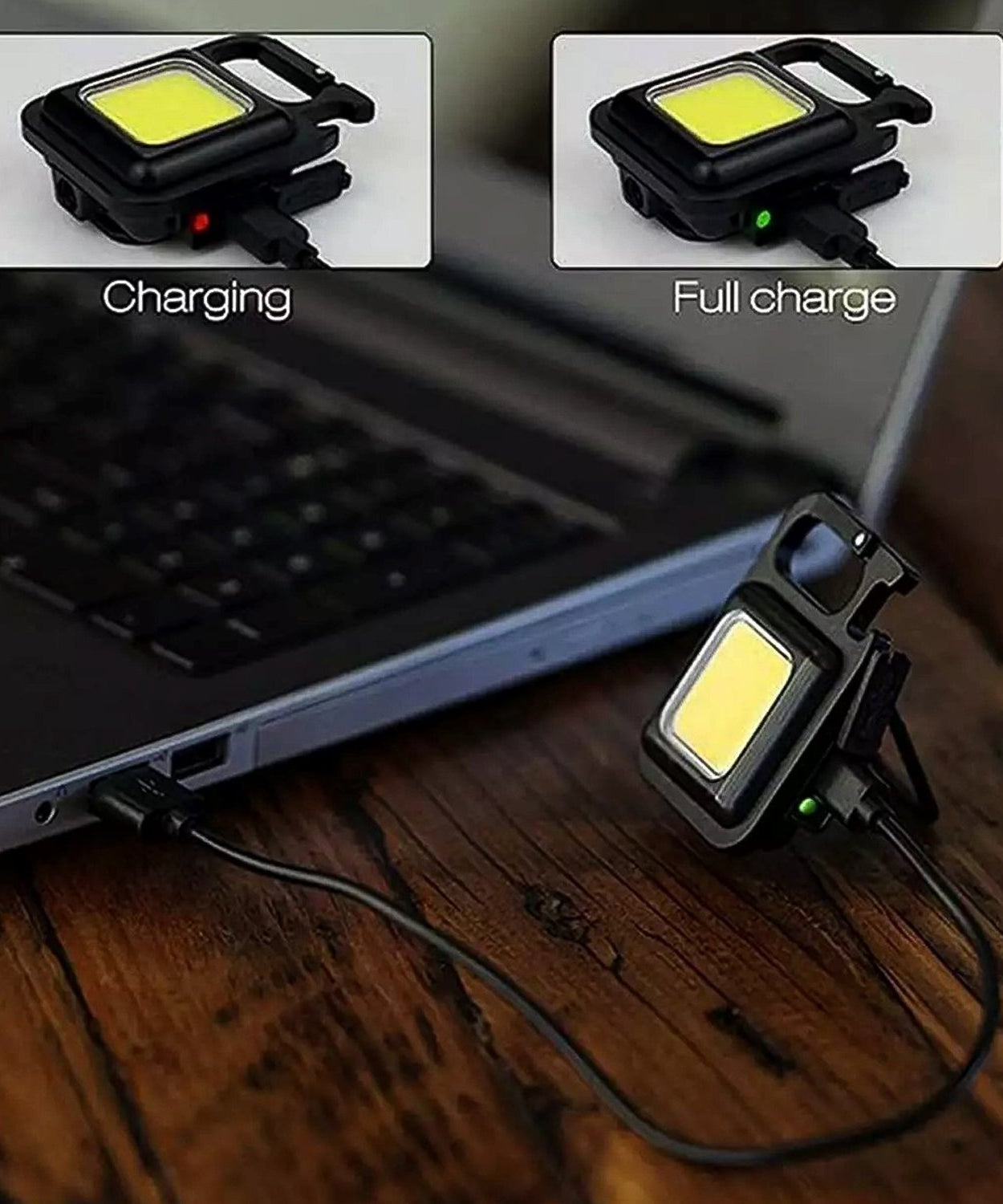 Mini Rechargeable Keychain Flashlight - 4 Light Modes with Folding Bracket & Magnetic Base