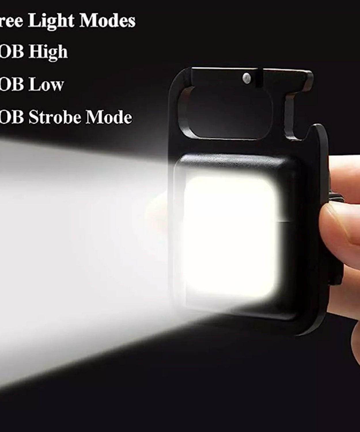 Mini Rechargeable Keychain Flashlight - 4 Light Modes with Folding Bracket & Magnetic Base