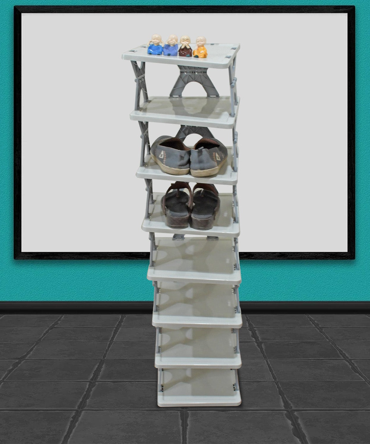 Foldable 8-layer shoe rack, space-saving storage