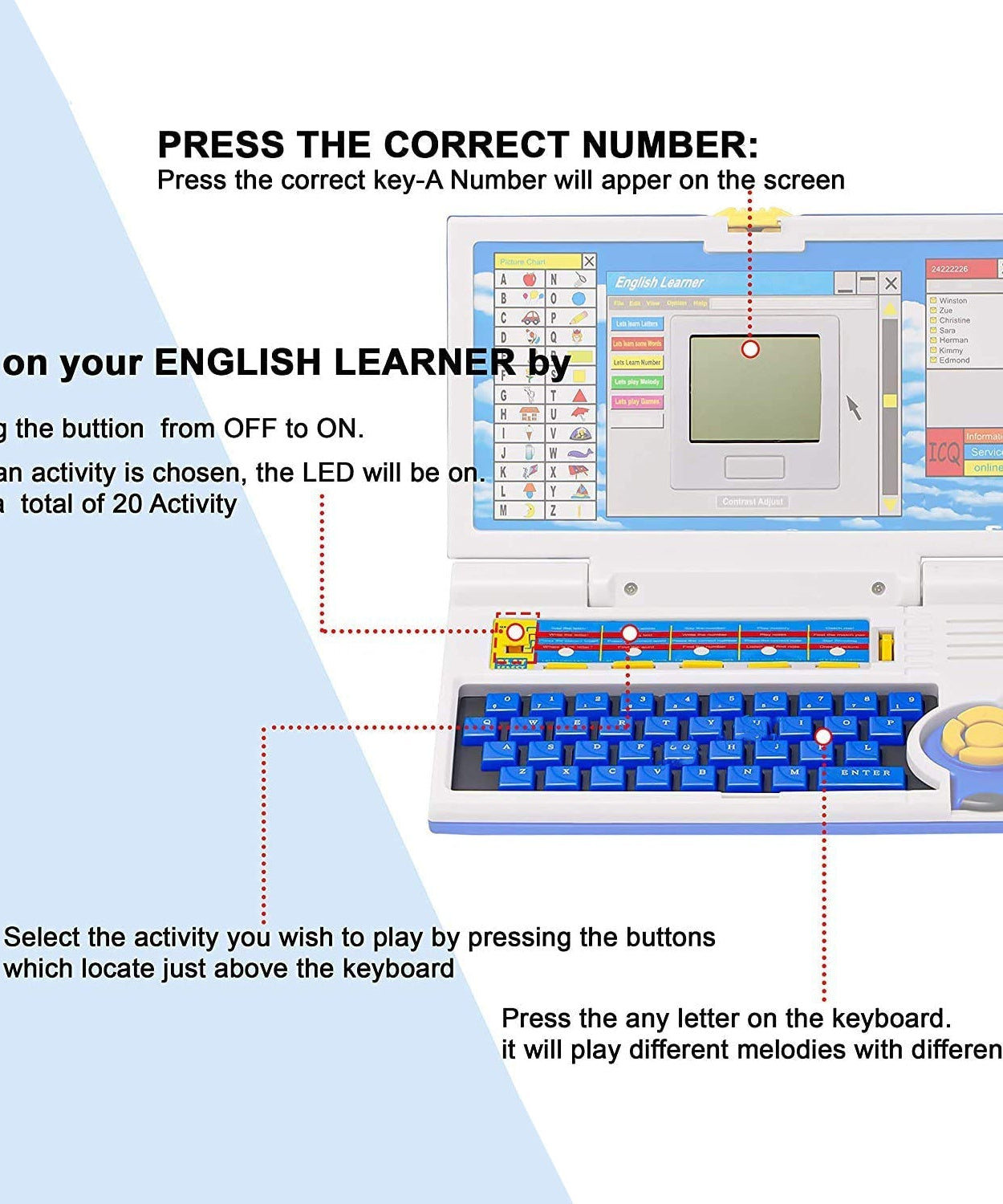 English Learner Educational Laptop Toy – 20 Learning Activities