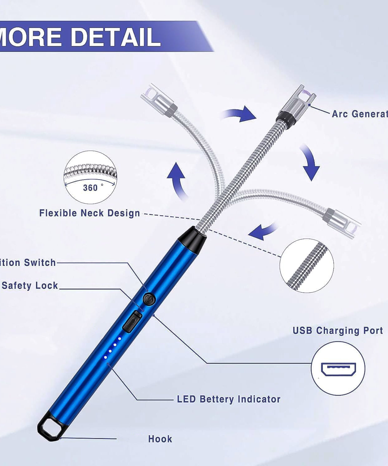 Long Neck Rechargeable Electric Arc Lighter