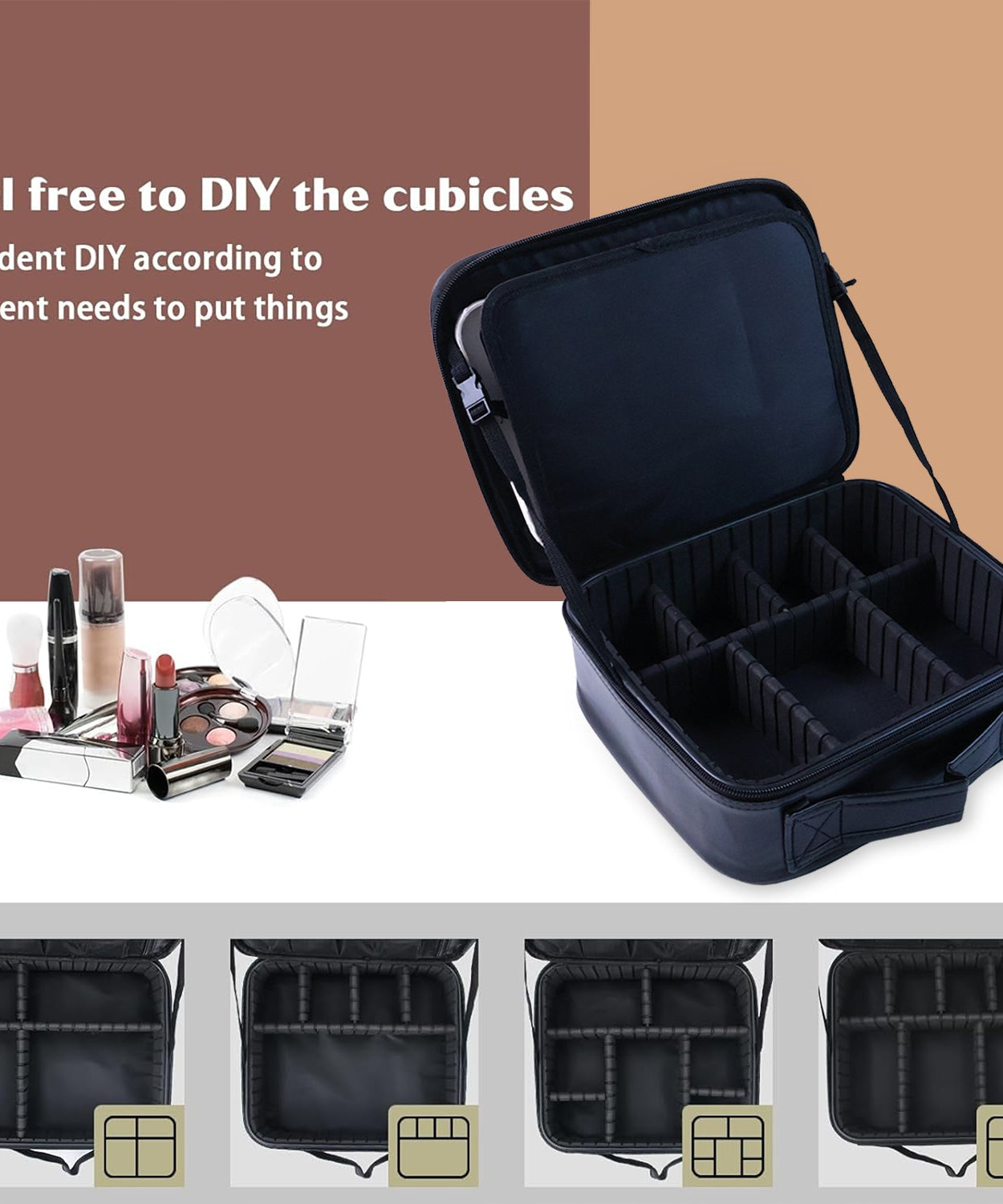 Black Premium LED Light Makeup Organizer Box (1 Pc)