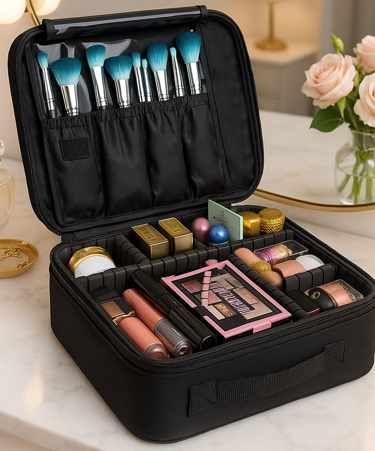 Cosmetic Storage Bag with LED Mirror
