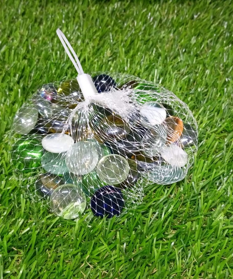 Flat round glass marbles for aquarium and vase fillers