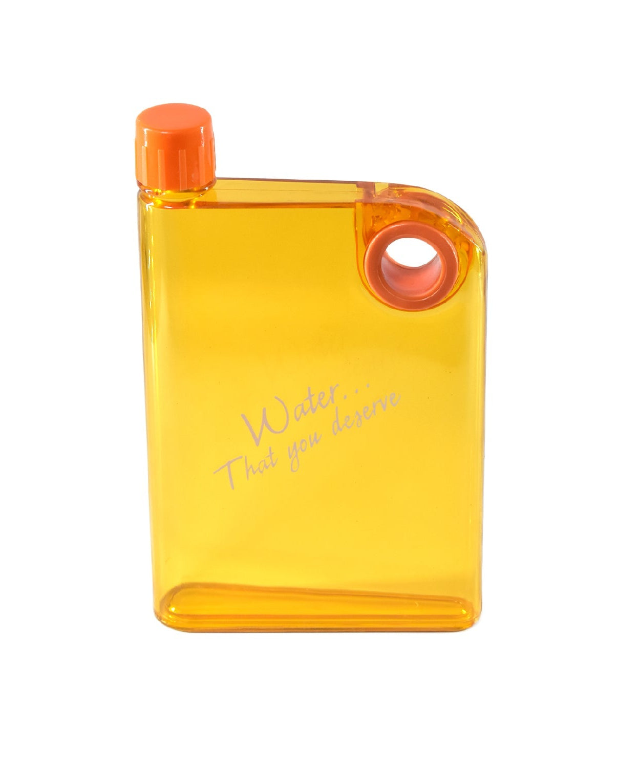 Slim notebook-style water bottle in multicolor.