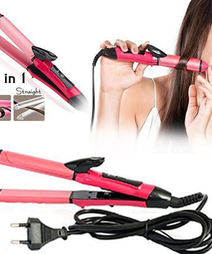 Hair styling tool with straightener and curler.