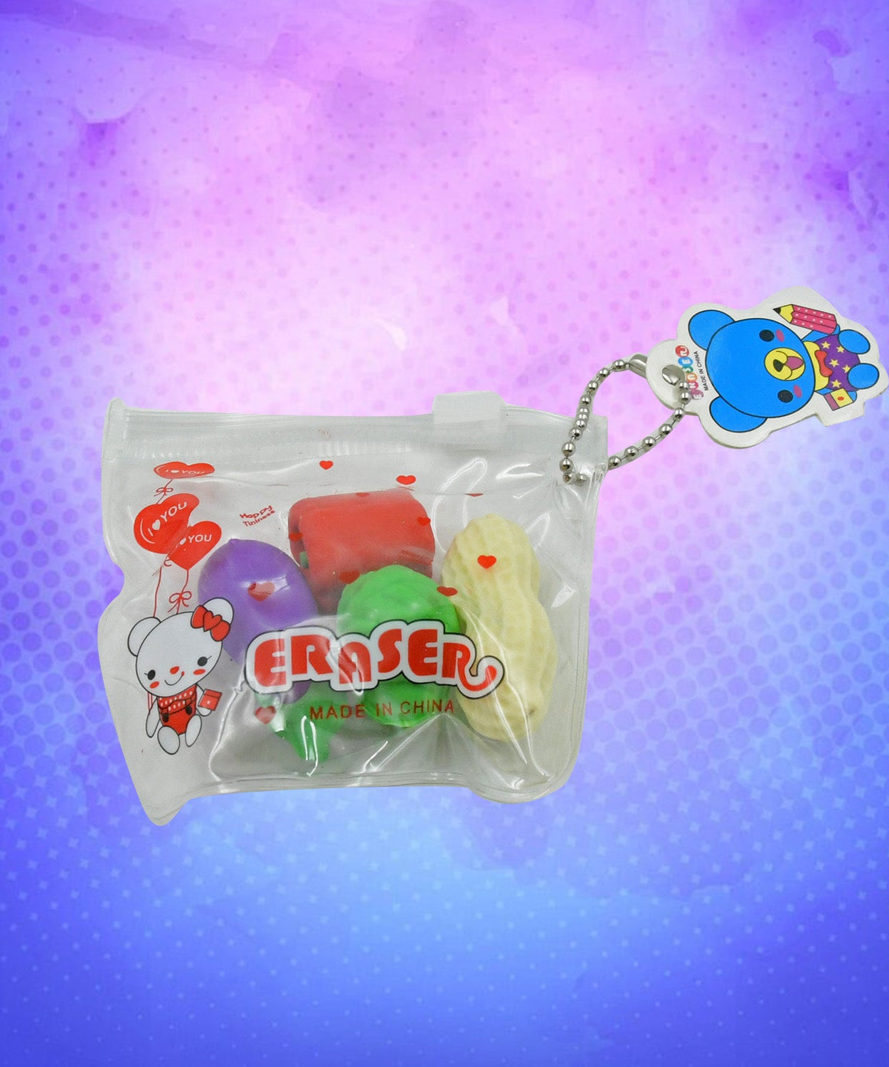 Mini fruit and vegetable pencil rubbers for kids