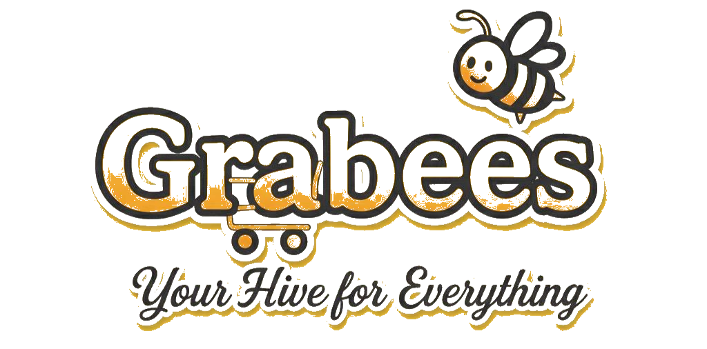 Grabees logo with a bee icon on a white background