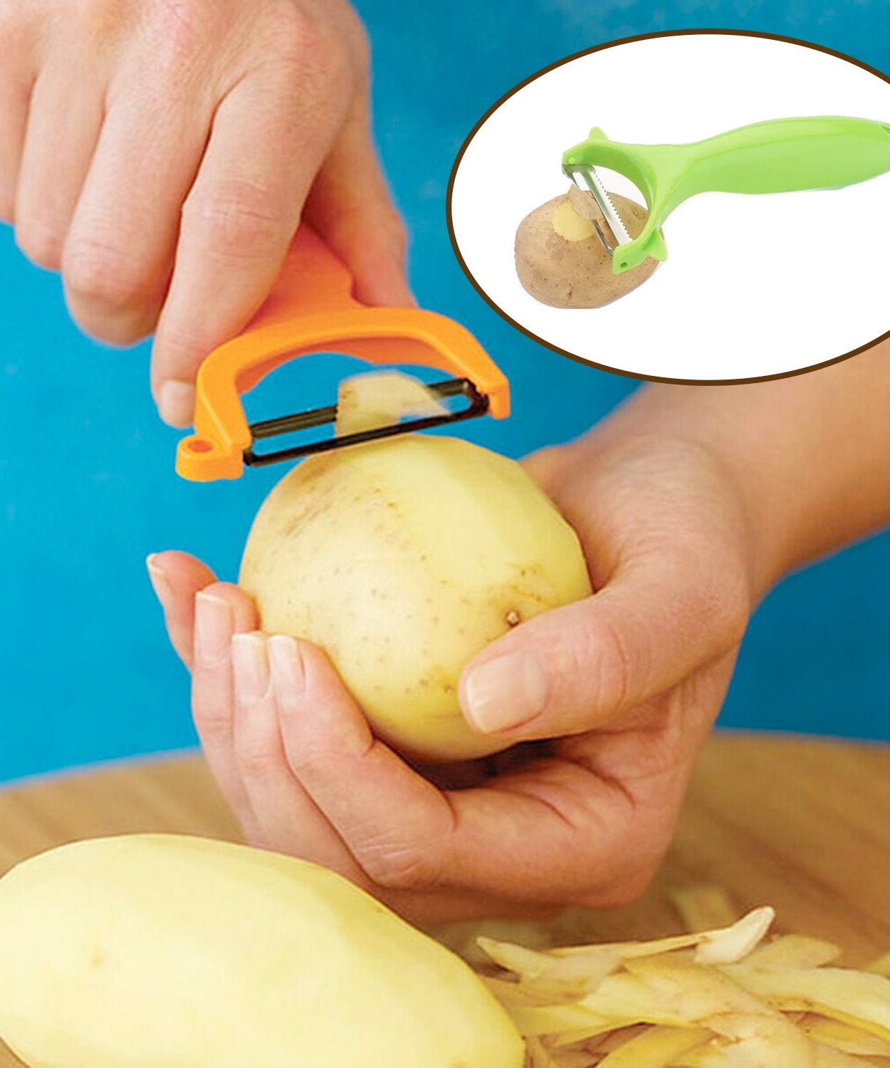 High-quality stainless steel peeler for effortless peeling of fruits and vegetables.