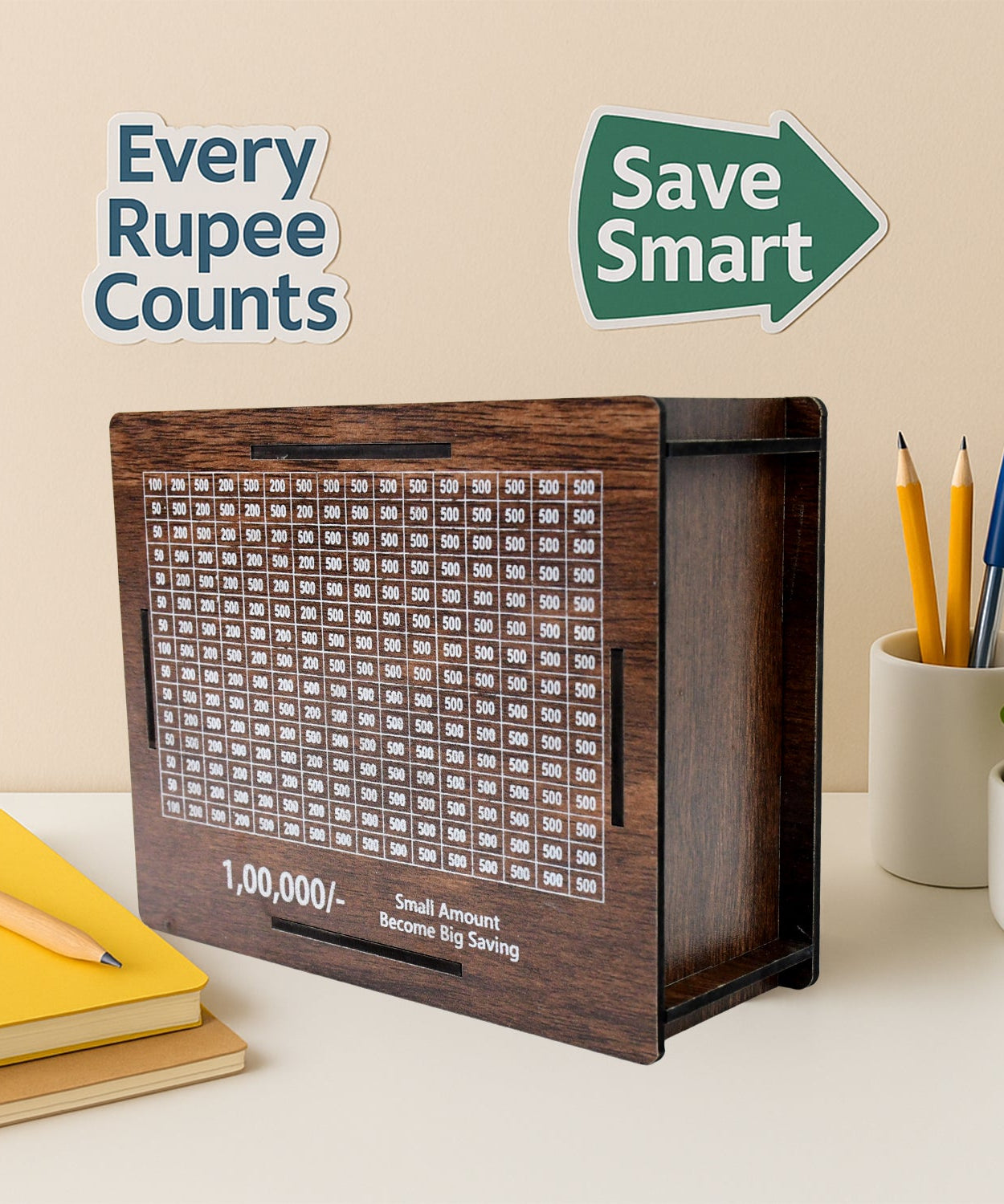 Wooden Money / Piggy Bank, Money Box (1 Pc / Pen Not Included)