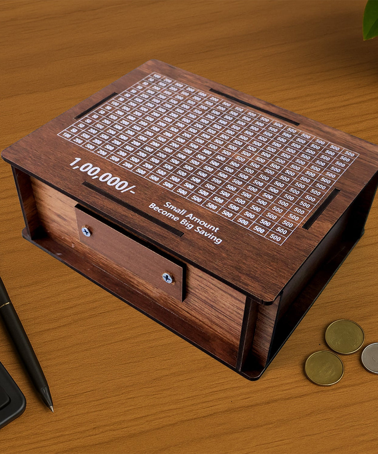 Wooden Money / Piggy Bank, Money Box (1 Pc / Pen Not Included)