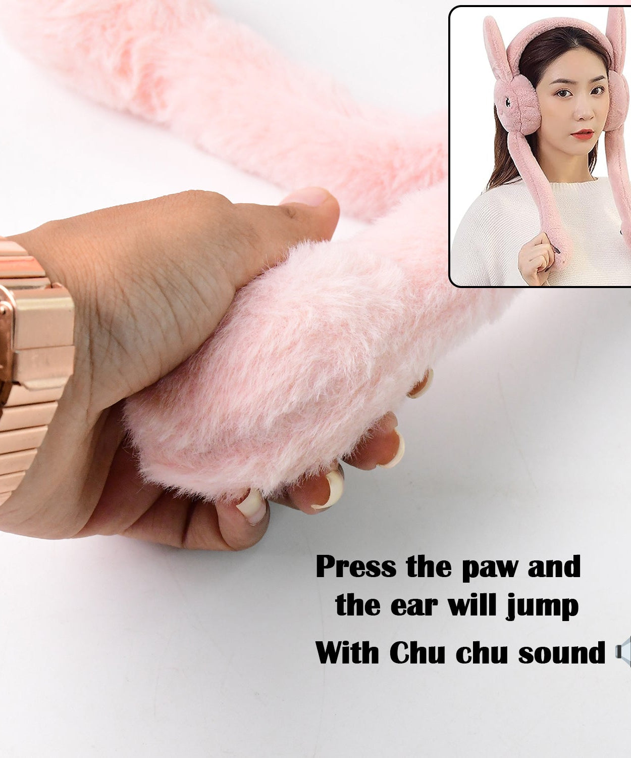 Cute Jumping Rabbit Ear Plush Winter Earmuffs (1 Pc)