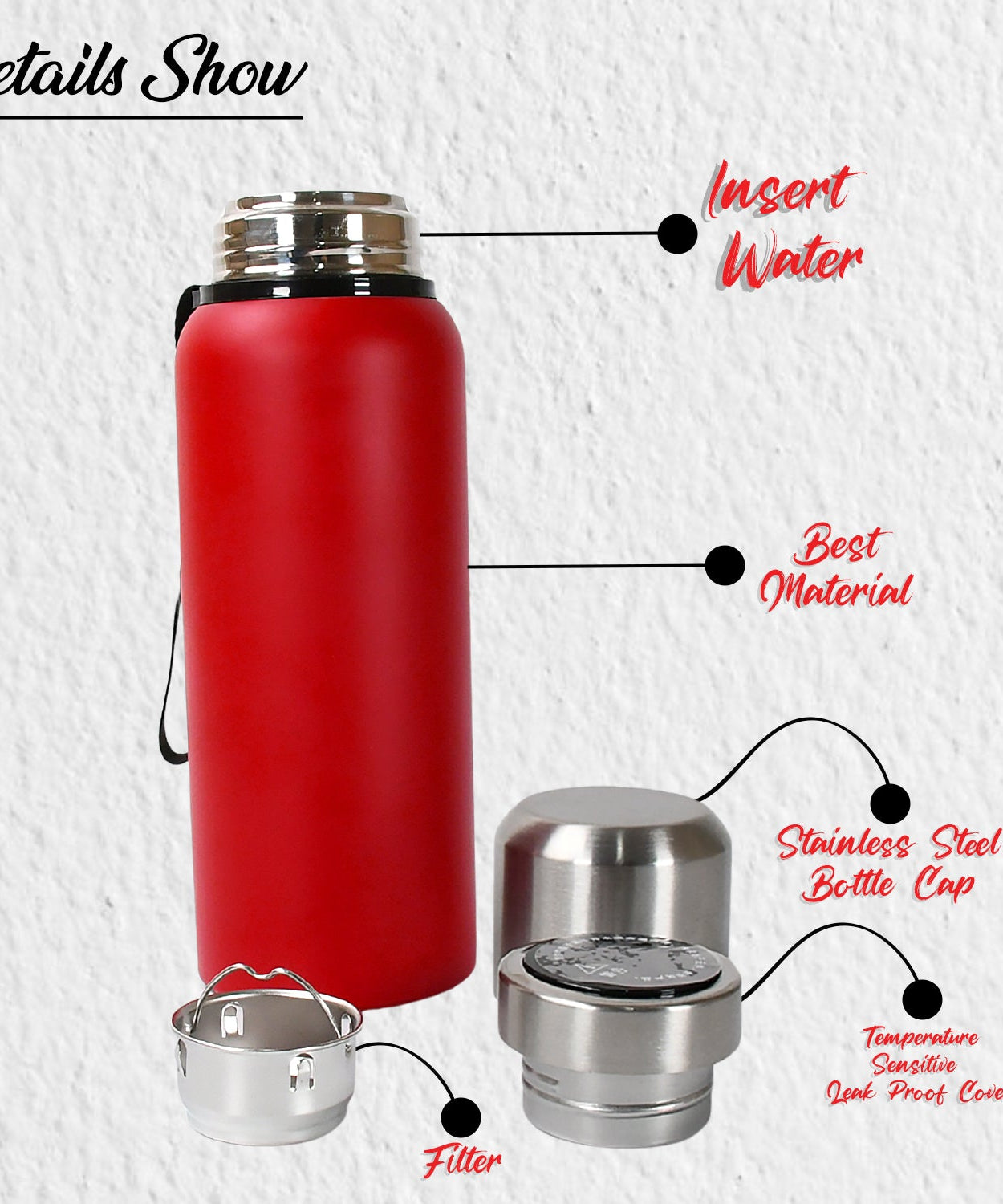 Stainless Steel Water Bottle, Fridge Water Bottle, Stainless Steel Water Bottle Leak Proof, Rust Proof, Cold & Hot Thermos steel Bottle| Leak Proof | Office Bottle | Gym | Home | Kitchen | Hiking | Trekking | Travel Bottle (Approx 600ML)