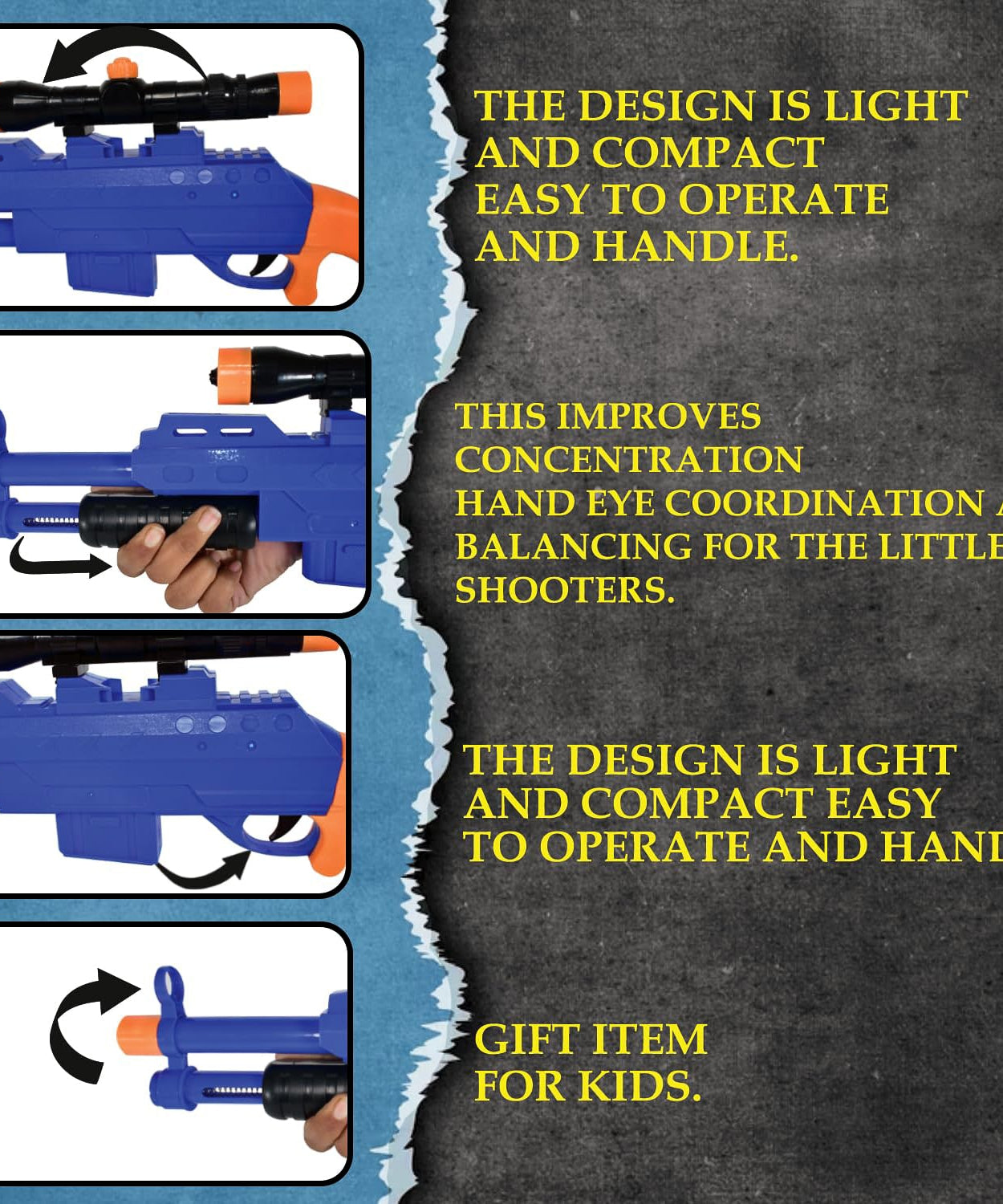 Shot Air Gun Toy with Scope and 8 Soft Foam Bullets Set