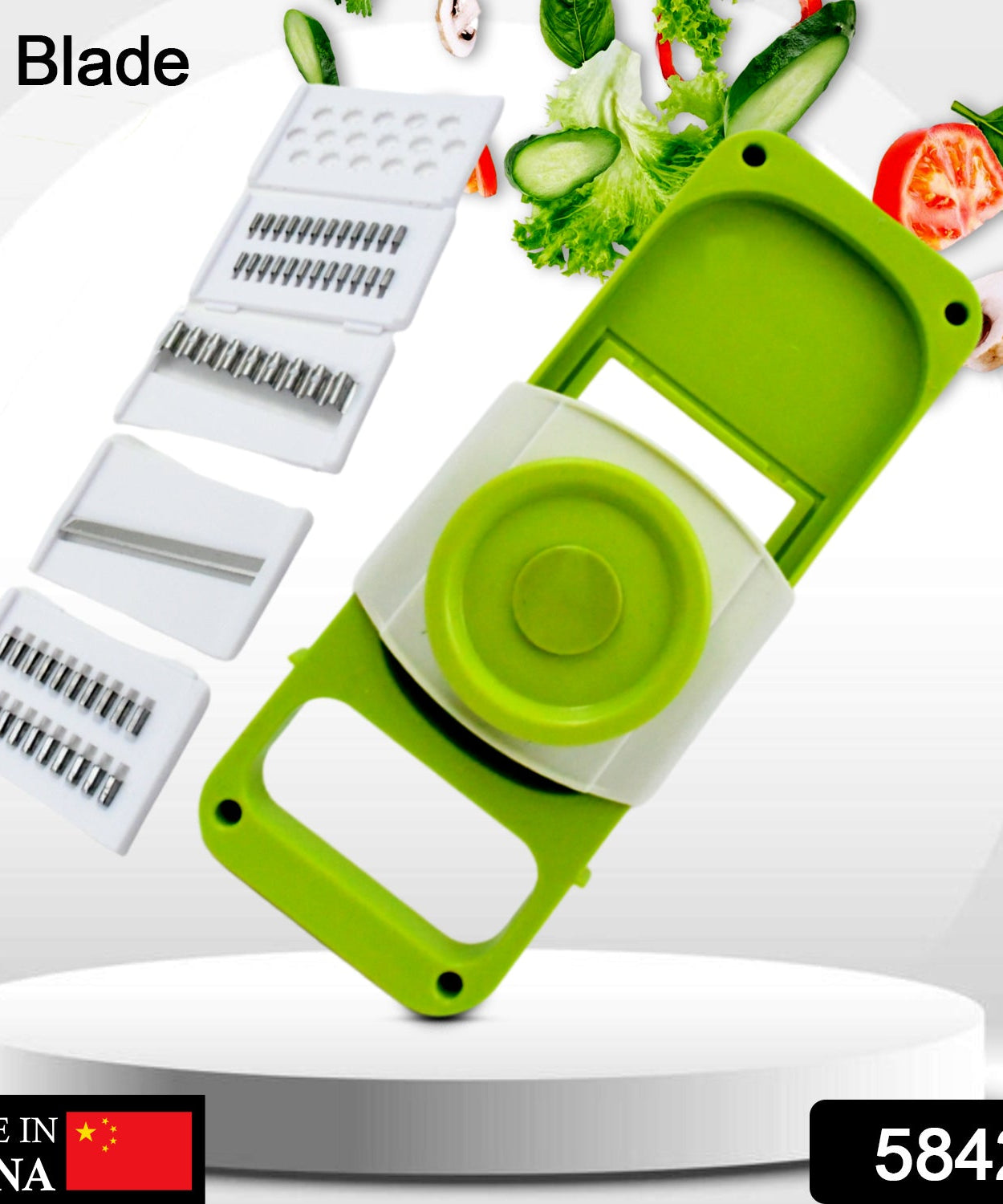 Slicer for Kitchen 5 in 1 Foldable Vegetable Slicer Blade Potato Cutter, Veggie Slicer, Onion Slicer, Julienne Grater with Protective Guards, Stainless Steel Blade